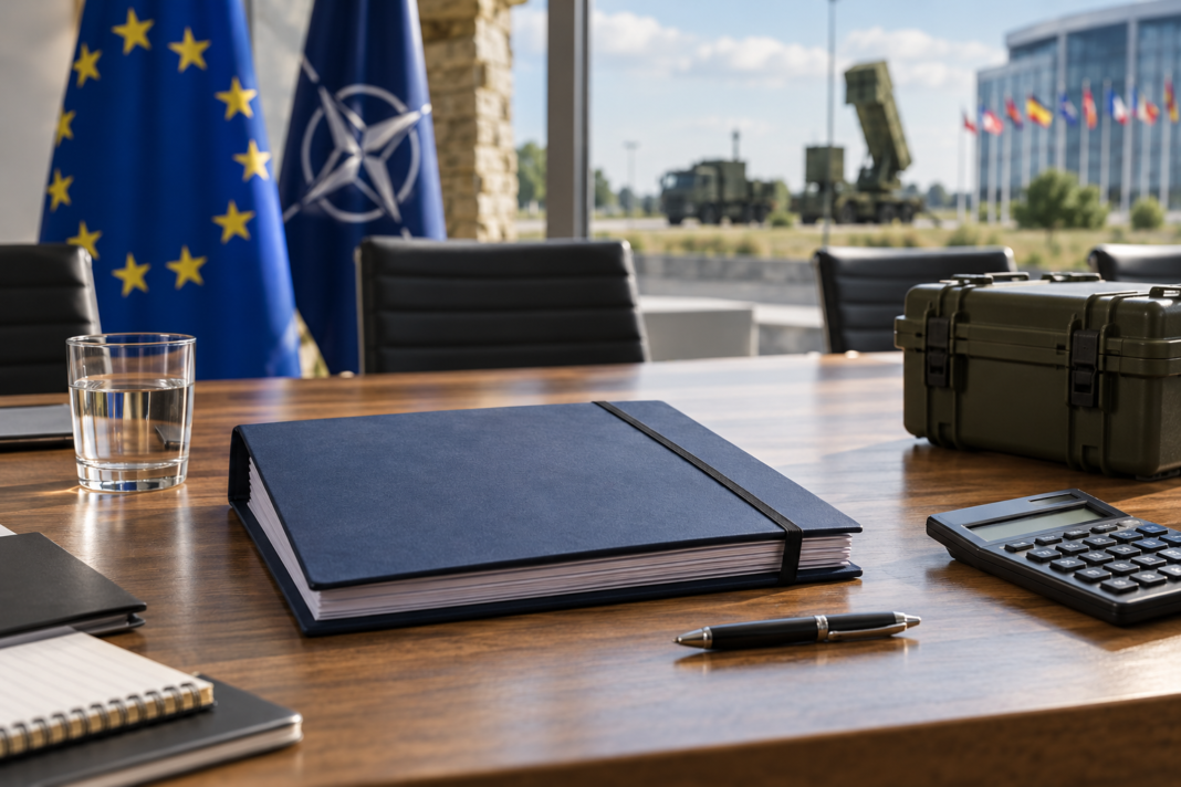 Defence Procurement: Start with the Requirement A tender folder, pen, calculator and plain equipment case arranged on a meeting table.