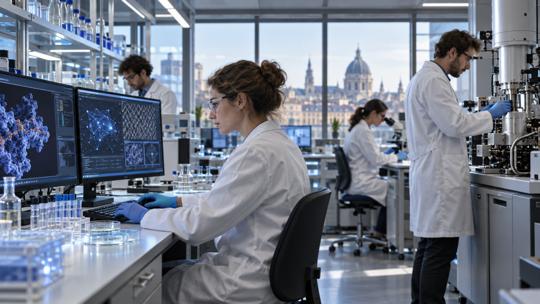 EU’s RAISE initiative seeks private support for AI research AI-generated illustration of researchers combining scientific instruments with AI-assisted computing in a European laboratory.